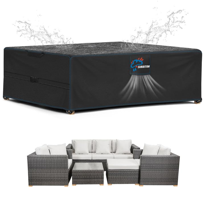 SIRUITON 180 x 120 x 74 cm, capa de mesa exterior impermeável, capa móveis de jardim com saídas de ar, resistente ao vento, resistente aos raios UV, capa mesa jardim Oxford 420D