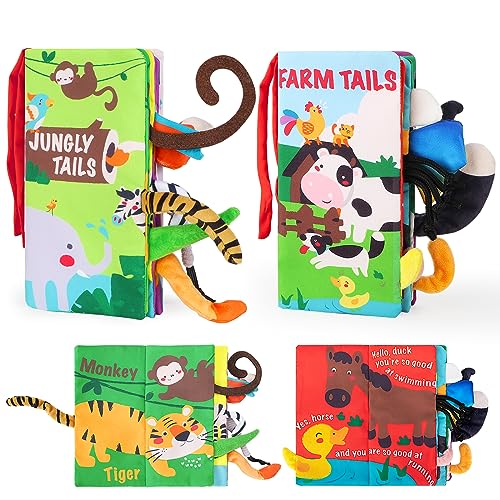 beiens Livros de tecido para bebés, livro interativo suaves para bebé recém-nascido crianças, livro de brinquedos aprendizagem e educação, animais livro sensorial suave de atividades para bebé