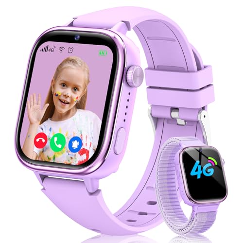 Sanorum 2025 Relógio inteligente para crianças, 4G Smartwatch crianças com GPS e telefone, videochamadas/função SOS, mensagens/modo escola/despertador/câmera/podómetro IP68 relógio inteligente meninas