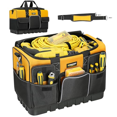 WINHUNT Bolsa de ferramentas, organizadores de ferramentas de 18 polegadas, bolsa grande de 600 deniers para bricolage e armazenamento de equipamentos, amarelo e preto (46 cm / 18 polegadas)