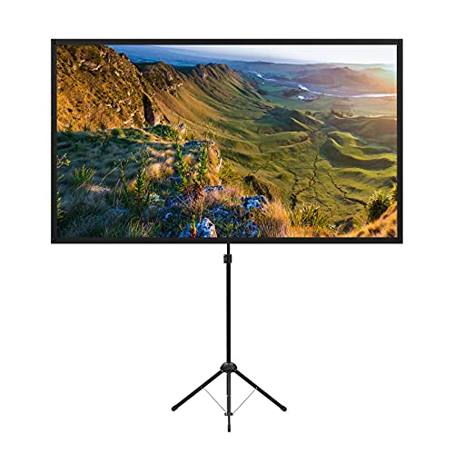 Ecrã do projetor com tripé, tela de projetor portátil de 80 polegadas, 16:9, tela de projeção HD de 4K, leve e compacta, fácil de instalar e transportar, ideal para cinema em casa.