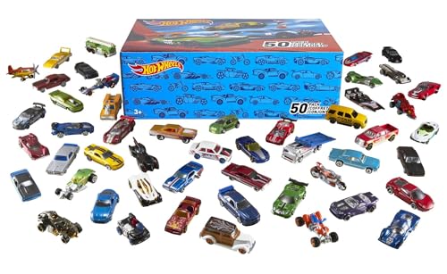 Hot Wheels (Mattel V6697) Conjunto de 50 veículos, carrinhos de brincar, modelos sortidos