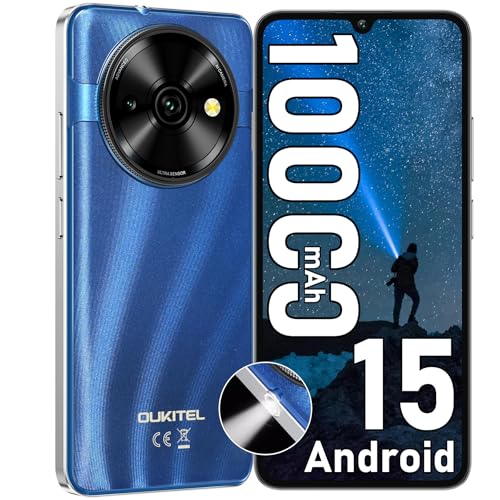 OUKITEL C59 Telemóvel Android 15, bateria 10000 mAh Smartphone, 6,88" HD Telefones celulares livres 120 LM, 16 GB (4 12) 128 GB/TF 1 TB telemóveis livres, câmara 13 MP, 4G dupla SIM/Face IDADE