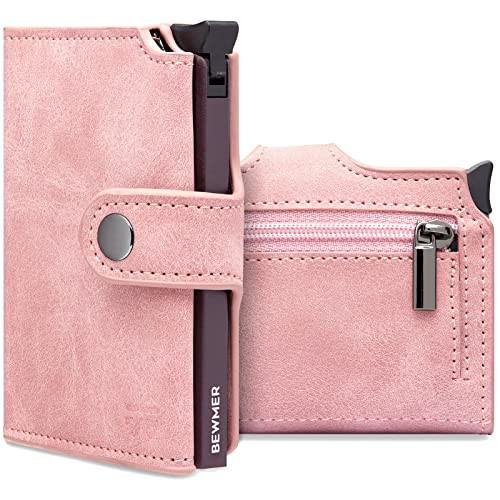 BEWMER Carteira porta-cartões 2 para homem e mulher com porta-moedas | carteira minimalista porta-cartões de crédito (proteção RFID), bilhetes e moedas