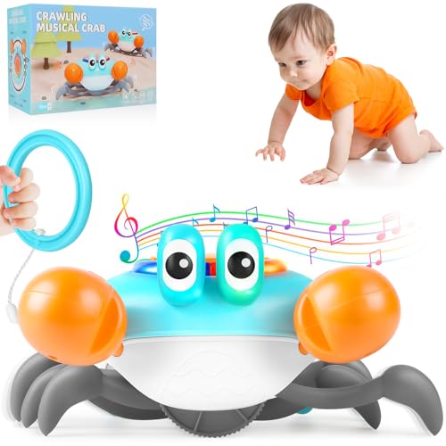 Aragallant Caranguejo brinquedo bebé, caranguejo Tummy Time bebés de 6 a 12 meses, brinquedo para gatear em forma de caranguejo, brinquedos andador para bebés, jogos educativos para crianças de 1 a 4