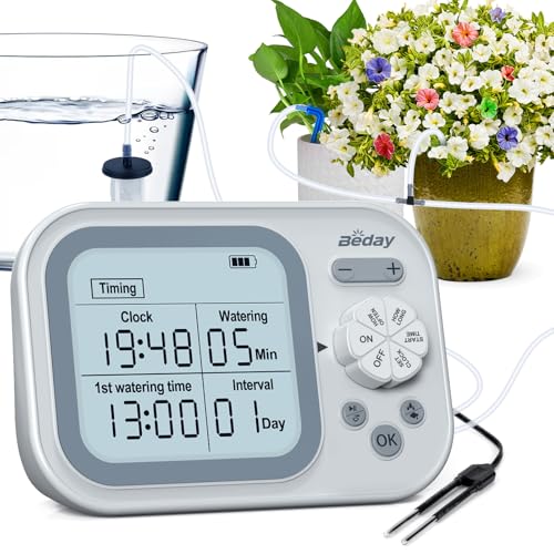 Sistema de rega automático de plantas para interiores para 15 vasos de plantas, kit de irrigação por gotejamento automático, temporizador de água programável com deteção inteligente de humidade
