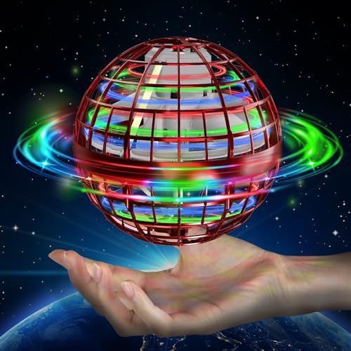 Semai Bola voadora com luz RGB - brinquedo mágico flutuante controlado à mão para meninos e meninas dos 6 aos 12 anos - vermelho