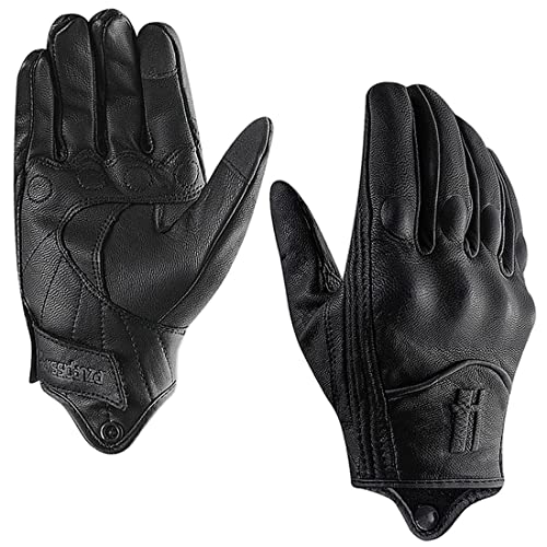 Harssidanzar Luvas de motocicleta com ecrã tátil de pele de com dedos completos para mulher GL016EU