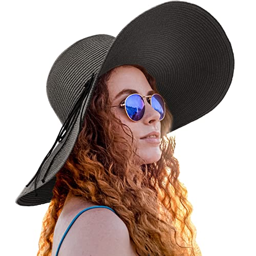 DRESHOW Mulher chapéu dobrável verão chapéu de verão chapéu aba larga mulher chapéu de praia dobrável UPF 50