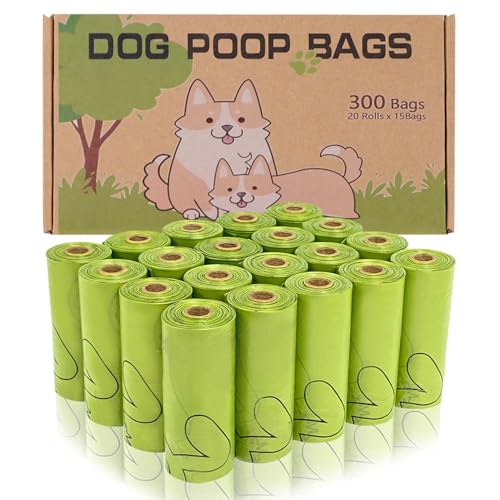 AiTodos® 300 Sacos para cata, PET amido de milho misto, poliéster material de amido de milho sacos para aca semibiodegradáveis, 31 x 23 cm, verde (20 rolos, 15 embalagens cada)