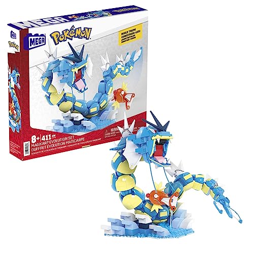 Mega Construx Pokémon Magikarp e Gyarados 400 blocos de construção, brinquedo + 8 anos (Mattel HNT95)