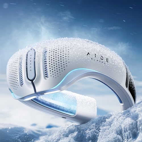 RANVOO AICE LITE Plus 2025 máximo fluxo de ar frio [número 1 mais fresco e duradouro] ar condicionado de pescoço, ventilador recarregável de 6.000 mAh, sopra ar frio, presente para mãe, branco