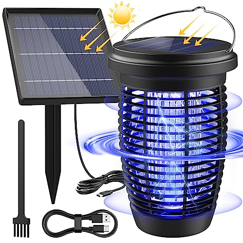 PALONE Candeeiro anti-mosquitos solar Type-C 4500 v com cabo de 3,5 m, anti-mosquitos elétrico painel solar de 5,5 W, adequado para acampar e para interiores e exteriores.