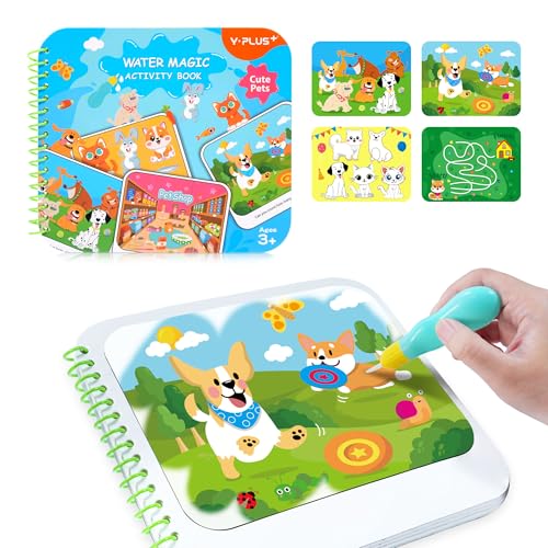 Y-Plus YPLUS Livro mágico pintura com água para crianças, brinquedos de viagem sem desordem para colorir para crianças pequenas, livro pintar com água para crianças de idade 2-4, 1-3, 3-5, animal