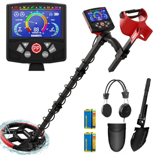 KAIWEETS Detector de metais profissional, detetores de metais dobráveis para adultos, 4 modos de detecção de alta precisão, bobina impermeável IP68 com chip DSP avançado