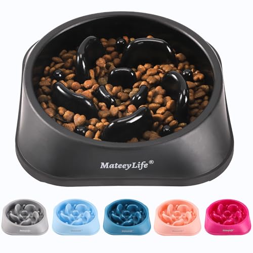 MateeyLife Alimentador de cão antivoracidade - Tigela Puzzle interativa para alimentação lenta e evitar inchaço, comedor para cães médios e grandes (preto 20 cm)