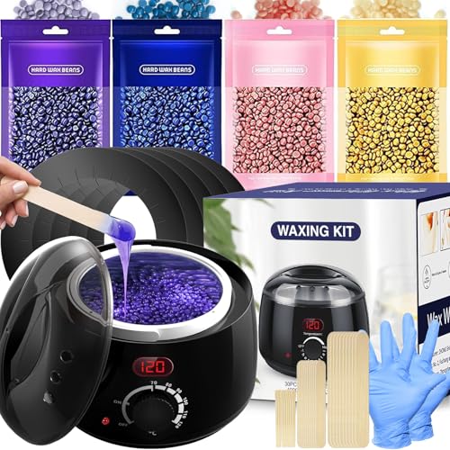Aquecedores de cera máquina de cera quente - IFANZETECH cera quente depilação aquecedor de cera com LCD Temperature Display cera de 400 g e 30 palhetas aplicações para remoção em casa