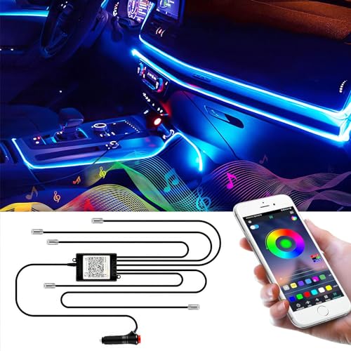 Wilktop Luz interior para carro com APP tiras LED para carro, tira de luzes LED para interior de carro, 6 m tira LED iluminação