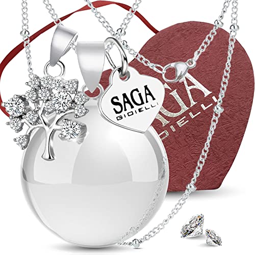 SAGA GIOIELLI® Colar com chamador de anjos, bola mexicana, com árvore da vida, MODELLO, Aço inoxidável, Sem Pedra Preciosa