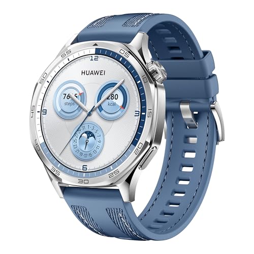 HUAWEI Watch GT Smartwatch GT 5 46 mm, silhueta com design sofisticado, nova experiência de corrida e ciclismo, pagamento NFC, rastreamento de saúde, 14 dias de duração da bateria, iOS e Android, azul