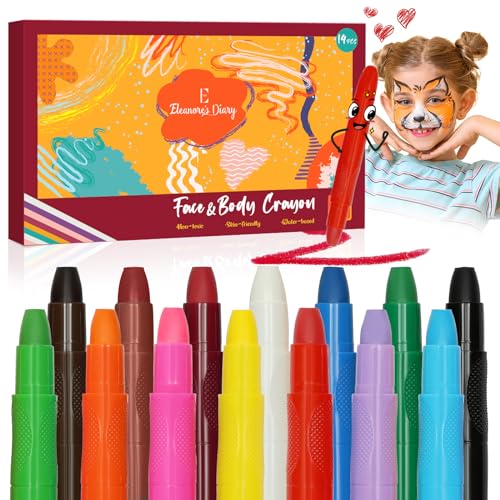 Tintas rosto para crianças, Eleanore's Diary 14 cores rayões de pintura facial e corpo, seguro e não tóxico laváveis, maquilhagem pinturas caras para carnaval, maquilhagem infantil carnaval, Halloween