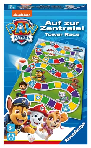 Ravensburger - Paw Patrol Tower Race, a patrulha canina, jogo de viagem, jogo de mesa, jogos para crianças + 3 anos, jogos de 3 anos, 2 a 4 jogadores, versão espanhol