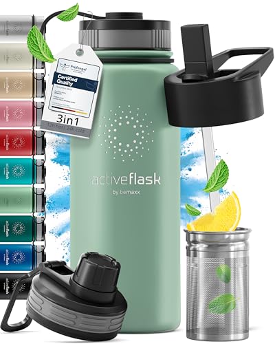 Garrafa de água térmica ATIVE FLASK palha (3 tamanhos) sem BPA, 1 l e 500 ml, frasco térmico de aço inoxidável isolamento a vácuo, pantimplora isolada bicicleta desporto quente frio café chá