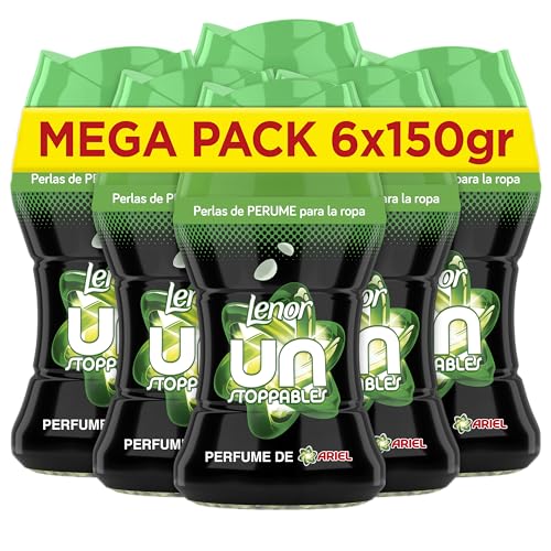 Lenor UNstoppables Pérolas de perfume para roupas, 74 lavagens (6 x 150 g), suave com fragrância de arel, potenciador de frescura