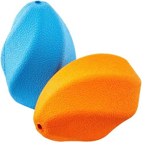 Amazon Basics Brinquedo para cão, dispensador de alimentos, mastigável, conjunto de 2, tamanho grande, azul, laranja