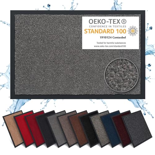 Carpet Diem Capacho antiderrapante 40 x 60 cm - armadilha de terra felpudo exterior e interior para uma entrada limpa - fácil de cuidar - cinzento