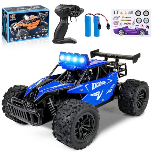 Joellfuner Carro telescópico para crianças, 2,4 Ghz 1:16 carro telecomandado com quatro cores luz LED, 2 WD 20 KM/H Offroad Monster RC Truck com velocidades altas e baixas, carro RC para 3 anos (azul)