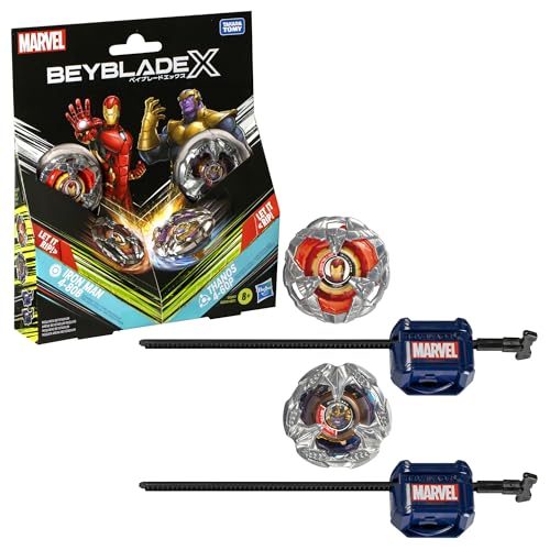 Beyblade X, Pack múltiplo colaboração com a Marvel, Set Iron Man 4-80B vs. Thanos 4-60B