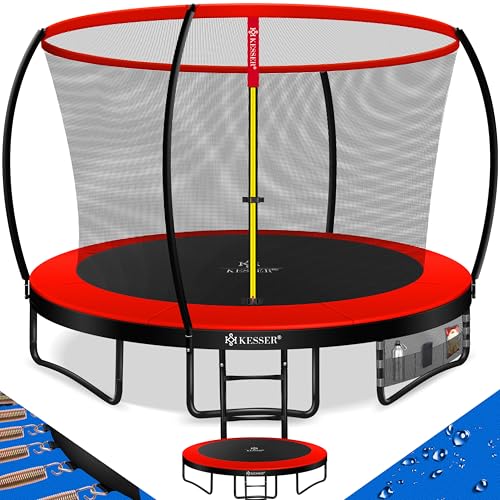 KESSER® Rede de segurança de substituição para trampolim, rede de proteção para trampolim, resistente a raios UV, Ø 244, 305, 366, 427 cm, porta de entrada com fecho de correr