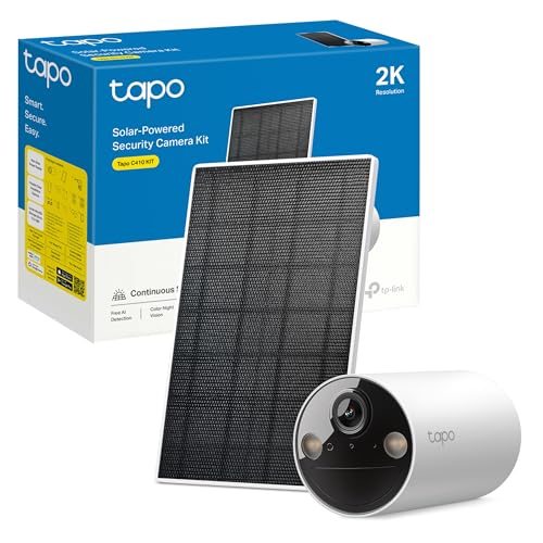 Tapo C410 Kit - Câmara de vigilância solar com bateria exterior, deteção de pessoas por IA, 2K 3 MP, visão noturna colorida, memória microSD, bateria não removível de 6400 mAh, áudio bidirecional