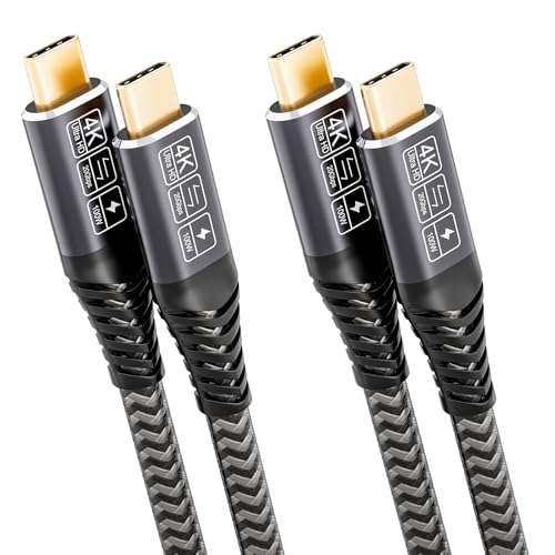 CAKOBLE Cabo USB C 2 m, [2 pacotes] Cabo USB C 100 W 3.2 Gen2 20 Gbps cabo tipo C carregamento rápido, cabo USBC vídeo 4K @144 Hz compatível Thunderbolt 4/3 pertain iPhone 16, MacBook iPad Pro. P/25 2