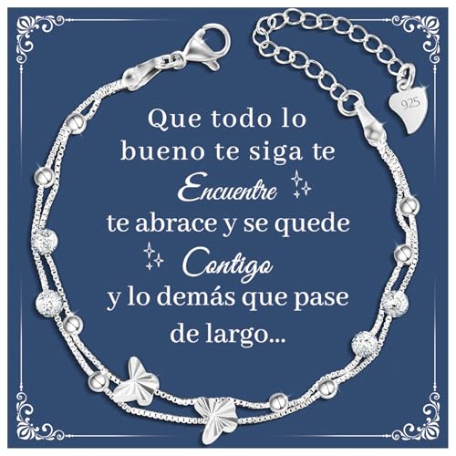 YELUWA Presentes originais para mulher, presente Dia da Mãe pulseira prata mulher presente aniversário amiga Natal presentes amiga amiga namorada aniversário pulseira mãe mãe e filha avó menina