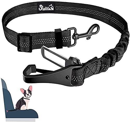 Eyein Cinto de segurança de carro para cães, arnês de segurança universal ajustáveis 2 em 1 para carro, cinto refletor amortecedor anti-choque nylon para transportar cães viagem