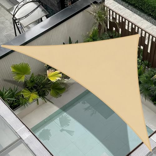 Cool Area Toldo vela de sombra triangular impermeável, 3 x 3 x 4,25 m, proteção UV, PES para pátio exterior e jardim, terraço-areia