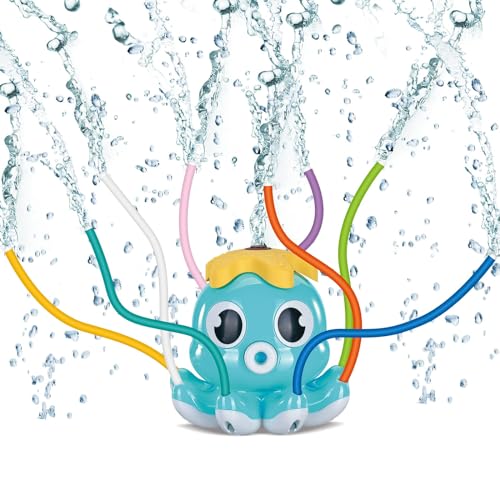Tosekry Jogos de piscina para crianças, jogos de água para crianças exterior aspersor água crianças, piscina jatos cão brinquedos de água para crianças brinquedos piscina (polvo - azul)