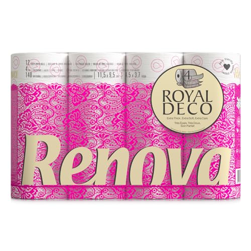 Renova Papel higiénico 4 camadas branco decorado perfumado - 12 rolos de papel