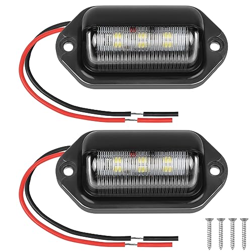 URAQT Luzes de matrícula para carro, 2 unidades luzes de matrícula de reboque LED, 6 LED DC 12 V - 24 V luz de matrícula impermeável para carro, reboques, RV, camião, caravana e barco