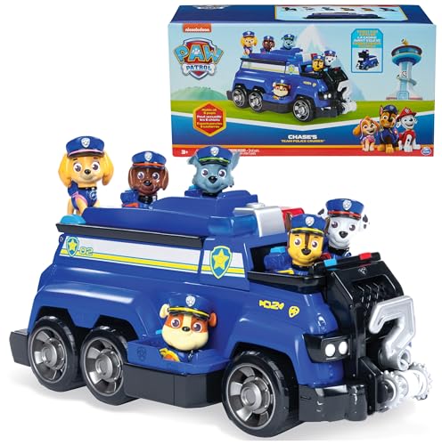 Paw Patrol Team Cruiser, veículo de grande escala com figuras de ação inéditas da Chase, Marshall, Skye, Rubble, Rocky e Zuma, brinquedos para meninos e meninas a partir dos 3 anos