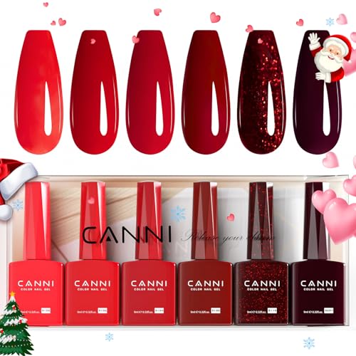 CANNI Vernizes semipermanentes de unhas em gel 6 cor vermelho brilhante vermelho intenso UV gel kit gel Nail Polish esmalte unhas dos namorados kit unhas semipermanentes conjunto de unhas