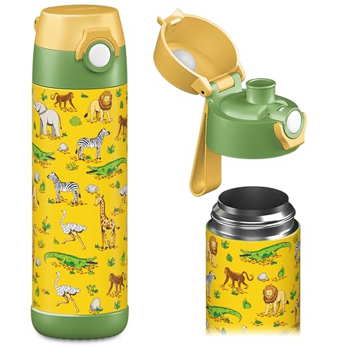 Jarlson® Garrafa de água para crianças MALI, garrafa de água térmica de aço inoxidável, sem BPA, à prova de fugas, garrafa infantil, 350 ml