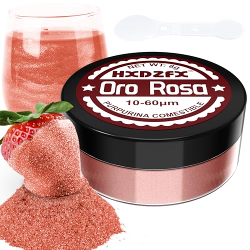 Purpurina comestível ouro rosa - 100 % purpurina comestível peças de reposição adornos comestíveis para bolos, chocolate, madalenas, coquetel, confeitaria, creme, etc. (8 g)