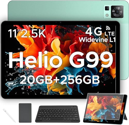 DOOGEE T35 Tablet de 11 polegadas com teclado e lapize, 20 GB RAM 256 GB ROM/2TB TF Tablet Android 14 2,5 K ecrã FHD, tablet Helio G99 8580 mAh/20 MP/Dual 4G LTE/Widevine L1/Face ID Tablets PC y capa