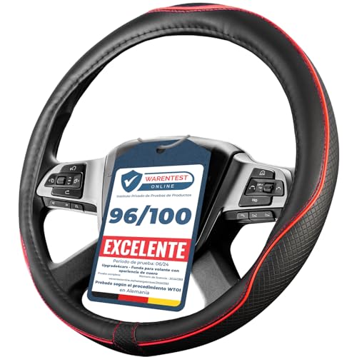 Upgrade4cars Capa volante camião 44-46 cm universal preto vermelho poliéster pele | cobertura de caranguejo acessórios para carro interior decoração cobertura | ideias presentes