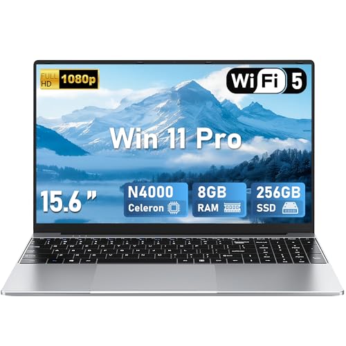 FUNYET Computador portátil Celeron N4000 de 15,6 polegadas, portátil 8 GB RAM LPDDR4 256 GB SSD, Win 11, conversível 180 ° computador portátil IPS FHD ecrã 1920 * 1080, BT5.0, USB3.0, HDMI, TF Card