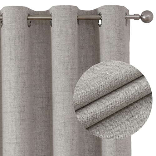 Joydeco 100% cortinas opacas, 2 peças, linho cortinas para quarto com ilhoses, anti-luz, cortina térmica, isolam do frio e do calor, para sala de estar, branco, 2 x 167 x 228 cm)