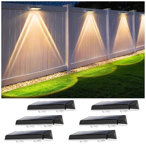 Delaiglow Aplique de exterior solar impermeável IP67, 6 peças luz solar LED exterior branca com 3 modos lâmpadas solares de exterior para pátio, jardim e cerca
